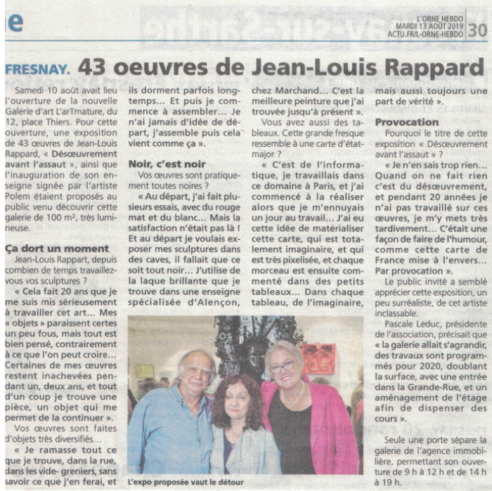 Fresnay : 43 œuvres de Jean-Louis Rappard Fresnay : 43 œuvres de Jean-Louis Rappard de Orne Hebdo