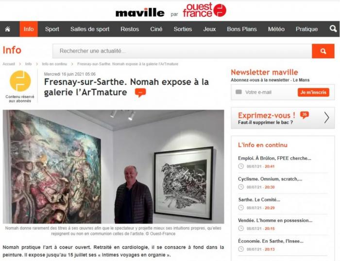Fresnay-sur-Sarthe. Nomah expose à la galerie l’ArTmature Fresnay-sur-Sarthe. Nomah expose à la galerie l’ArTmature de Ouest France